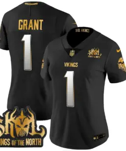 Justin Jefferson Minnesota Vikings Nike Women's 2024 Winter Warrior Skol Patch Gold Vapor Limited Stitched Jersey - White - Image 21