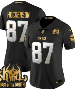 Justin Jefferson Minnesota Vikings Nike Women's 2024 Winter Warrior Skol Patch Gold Vapor Limited Stitched Jersey - White - Image 23