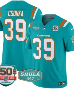 Tua Tagovailoa Miami Dolphins Nike 50th & Don Shula 347 Memorial Patch Vapor Limited Stitched Jersey - Aqua - Image 7