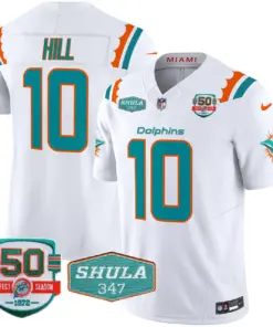 Tua Tagovailoa Miami Dolphins Nike 50th & Don Shula 347 Memorial Patch Vapor Limited Stitched Jersey - Aqua - Image 11