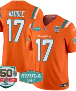 Tua Tagovailoa Miami Dolphins Nike 50th & Don Shula 347 Memorial Patch Vapor Limited Stitched Jersey - Aqua - Image 26