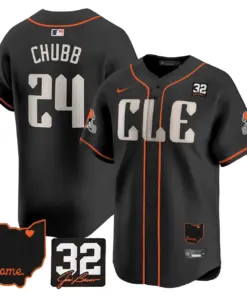 Nick Chubb Cleveland Browns Nike Home Patch Jim Vapor Premier Limited Stitched Jersey - Anthracite - Image 33