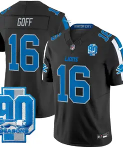 Alternative view of Detroit Lions Nike 90th Year Patch Vapor Limited Stitched Jersey - Anthracite