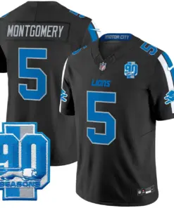 Detroit Lions Nike 90th Year Patch Vapor Limited Stitched Jersey - Anthracite - Image 4