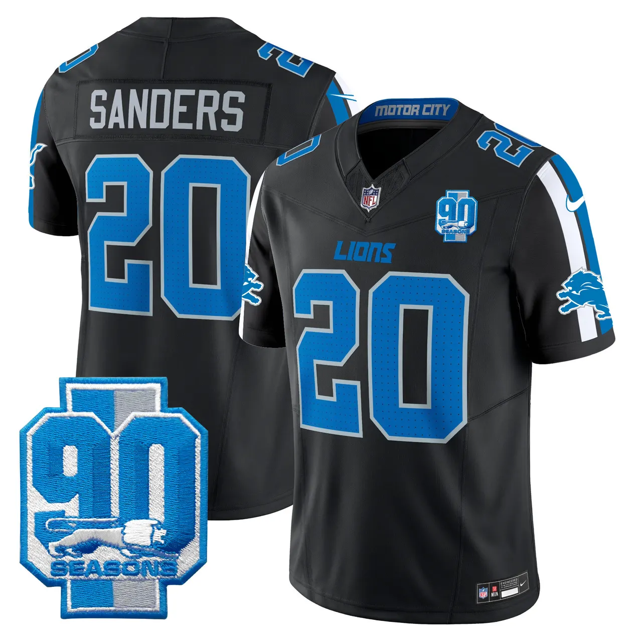 Detroit Lions Nike 90th Year Patch Vapor Limited Stitched Jersey - Anthracite - Image 5