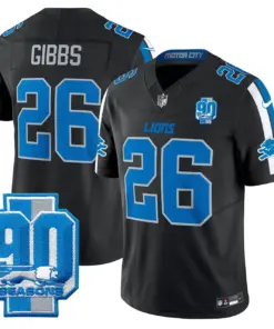 Detroit Lions Nike 90th Year Patch Vapor Limited Stitched Jersey - Anthracite - Image 7