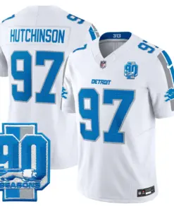 Detroit Lions Nike 90th Year Patch Vapor Limited Stitched Jersey - Anthracite - Image 8