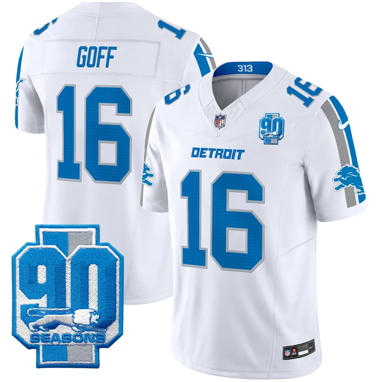 Detroit Lions Nike 90th Year Patch Vapor Limited Stitched Jersey - Anthracite - Image 9