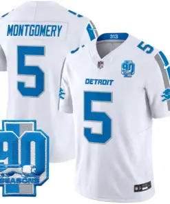 Detroit Lions Nike 90th Year Patch Vapor Limited Stitched Jersey - Anthracite - Image 11