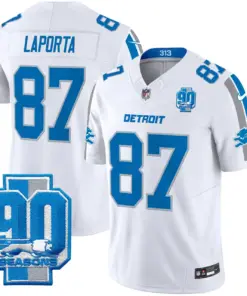 Detroit Lions Nike 90th Year Patch Vapor Limited Stitched Jersey - Anthracite - Image 13