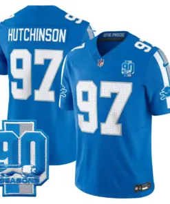 Detroit Lions Nike 90th Year Patch Vapor Limited Stitched Jersey - Anthracite - Image 15