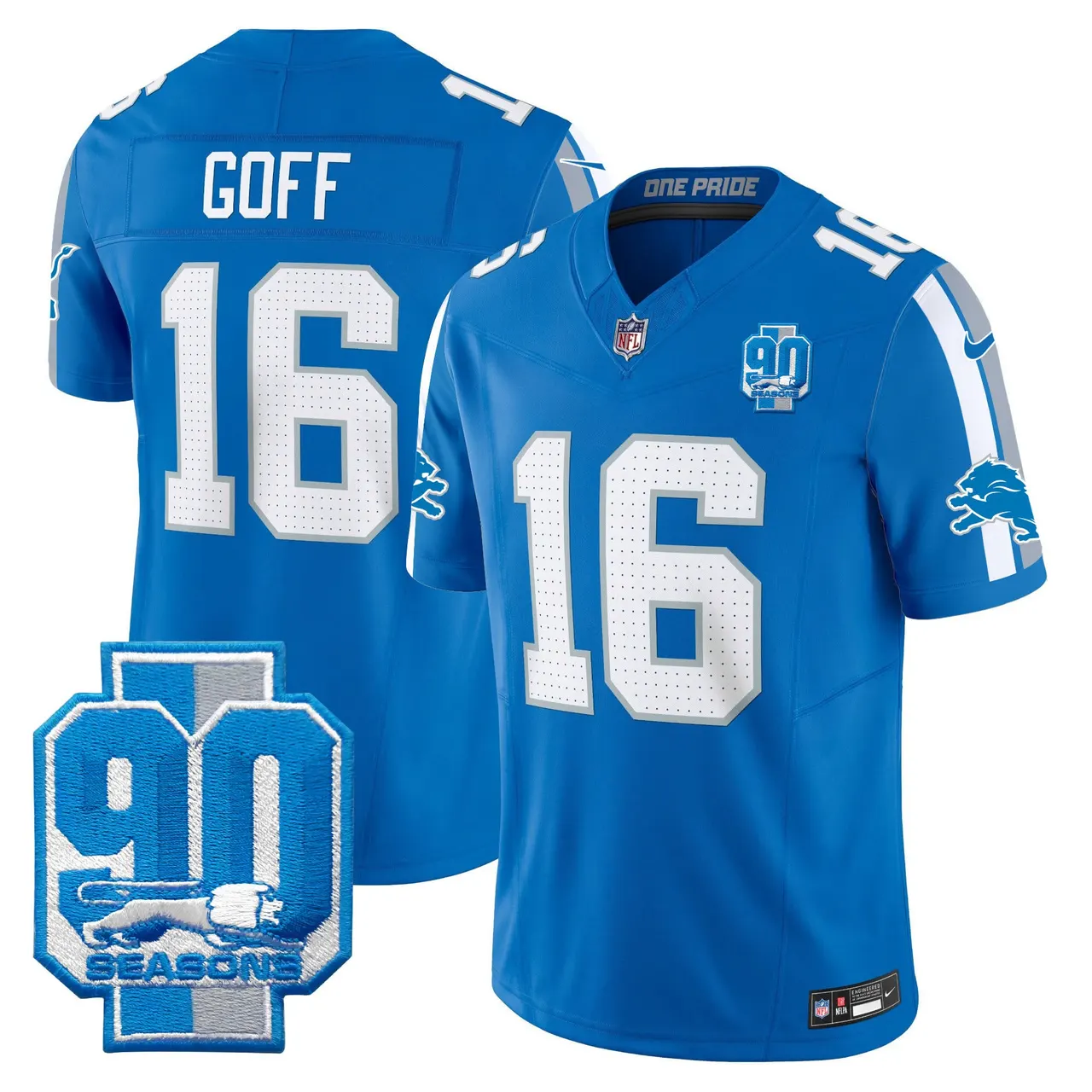 Detroit Lions Nike 90th Year Patch Vapor Limited Stitched Jersey - Anthracite - Image 16