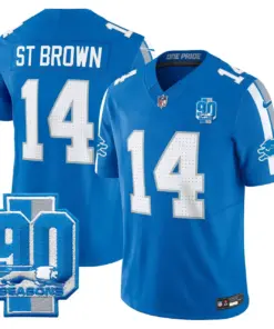 Detroit Lions Nike 90th Year Patch Vapor Limited Stitched Jersey - Anthracite - Image 17