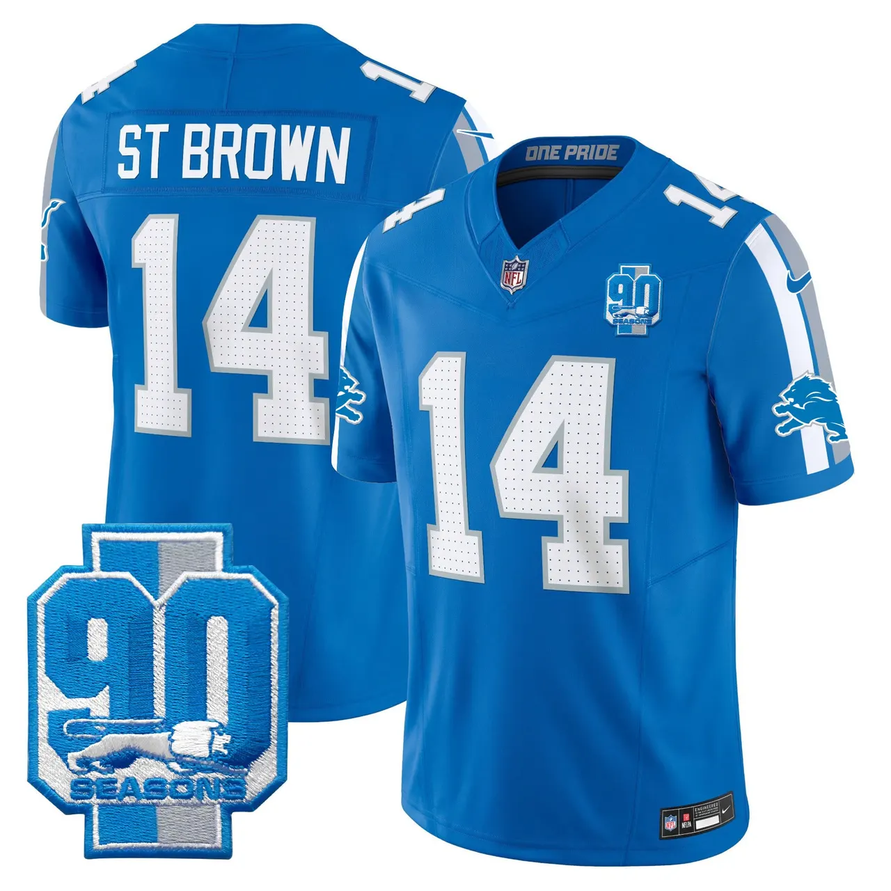 Detroit Lions Nike 90th Year Patch Vapor Limited Stitched Jersey - Anthracite - Image 17