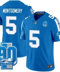 Detroit Lions Nike 90th Year Patch Vapor Limited Stitched Jersey - Anthracite - Image 18