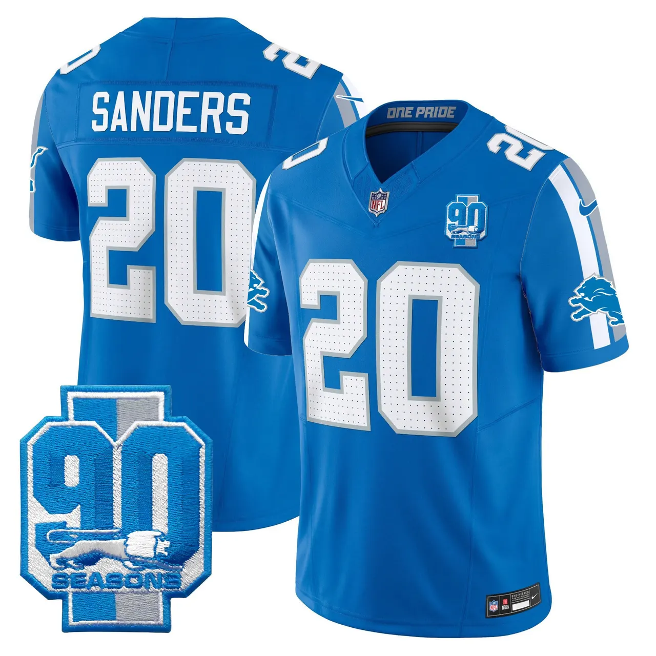 Detroit Lions Nike 90th Year Patch Vapor Limited Stitched Jersey - Anthracite - Image 19