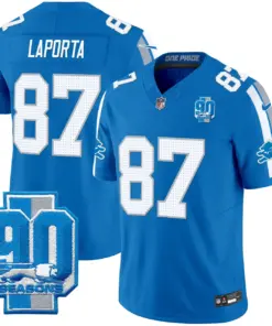 Detroit Lions Nike 90th Year Patch Vapor Limited Stitched Jersey - Anthracite - Image 20