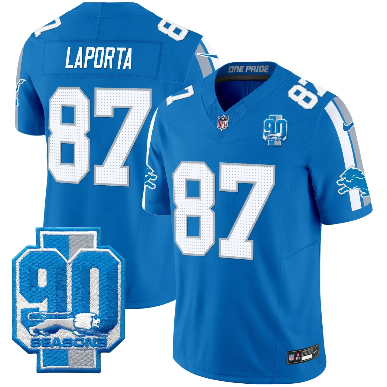Detroit Lions Nike 90th Year Patch Vapor Limited Stitched Jersey - Anthracite - Image 20
