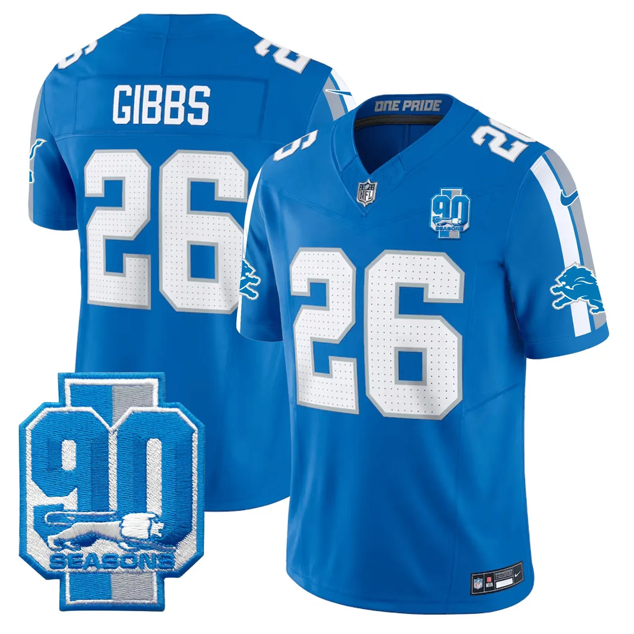 Detroit Lions Nike 90th Year Patch Vapor Limited Stitched Jersey - Anthracite - Image 21