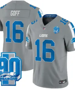 Detroit Lions Nike 90th Year Patch Vapor Limited Stitched Jersey - Anthracite - Image 23