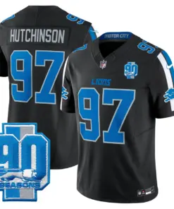 Detroit Lions Nike 90th Year Patch Vapor Limited Stitched Jersey - Anthracite