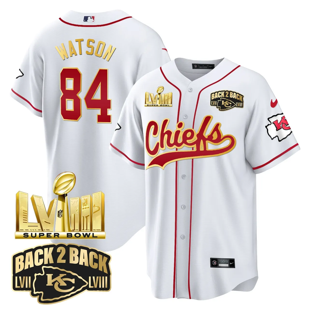 Kansas City Chiefs Nike Super Bowl LVIII Back 2 Back Gold Patch Stitched Jersey - Red - Image 12