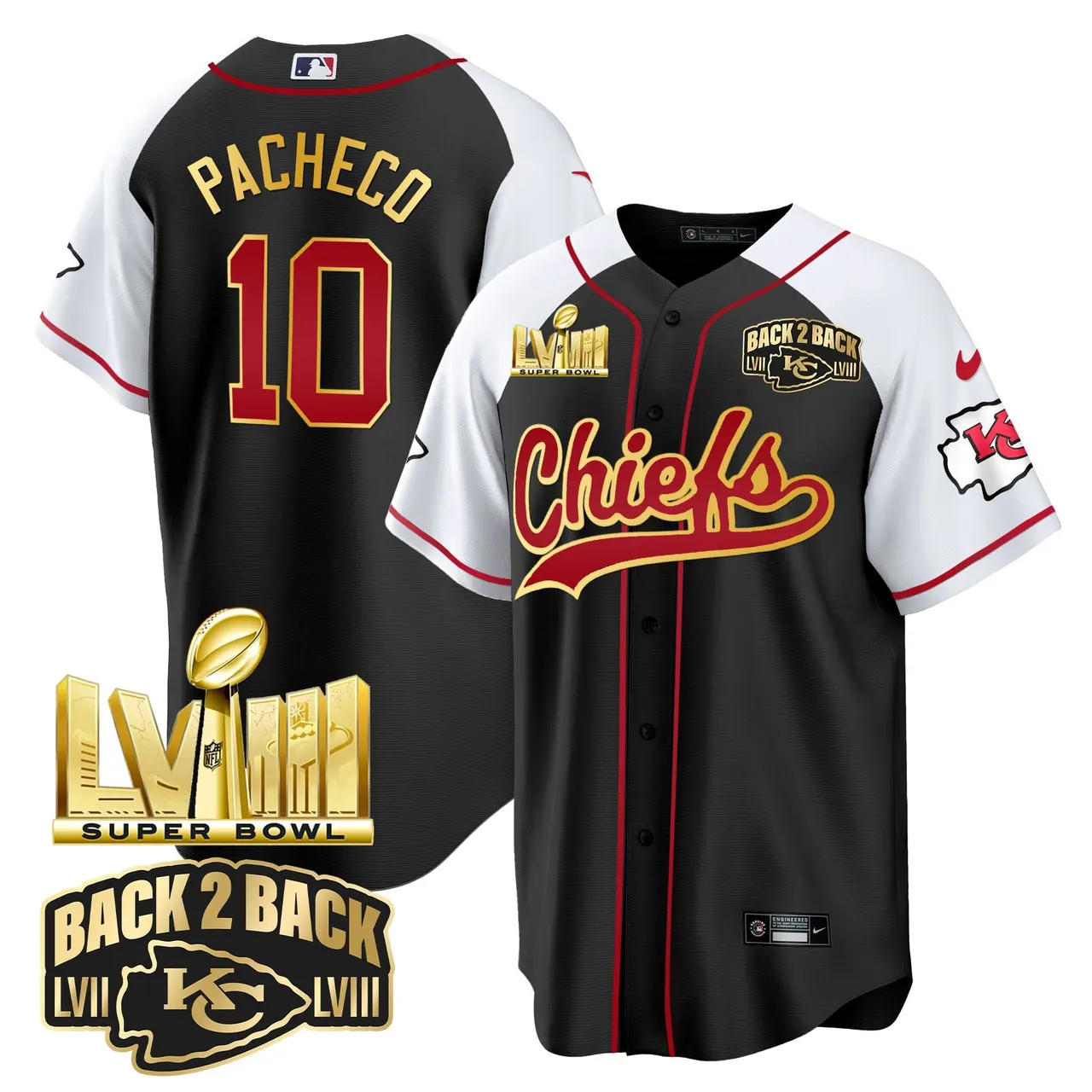 Kansas City Chiefs Nike Super Bowl LVIII Back 2 Back Gold Patch Stitched Jersey - Red - Image 25