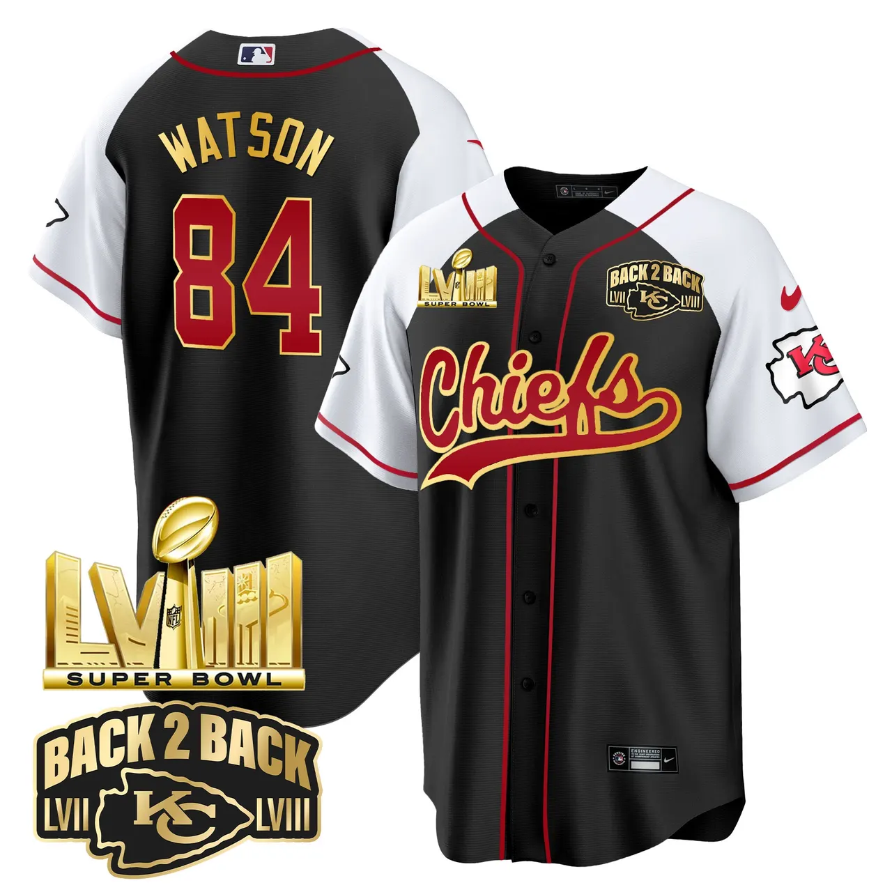 Kansas City Chiefs Nike Super Bowl LVIII Back 2 Back Gold Patch Stitched Jersey - Red - Image 26