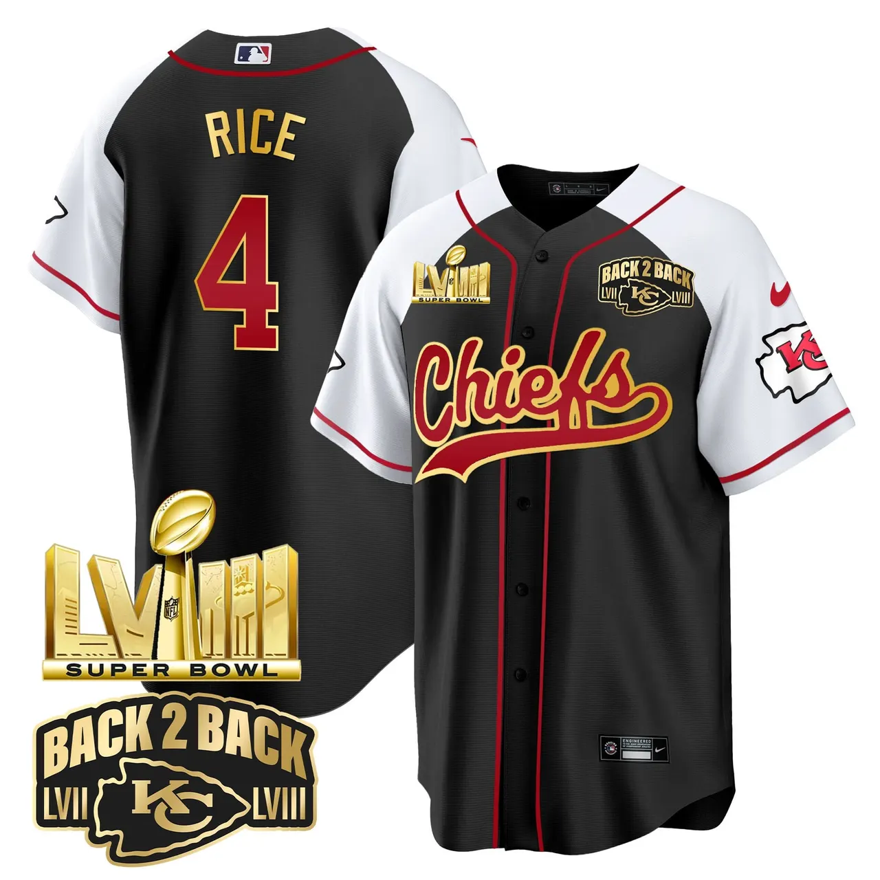 Kansas City Chiefs Nike Super Bowl LVIII Back 2 Back Gold Patch Stitched Jersey - Red - Image 28