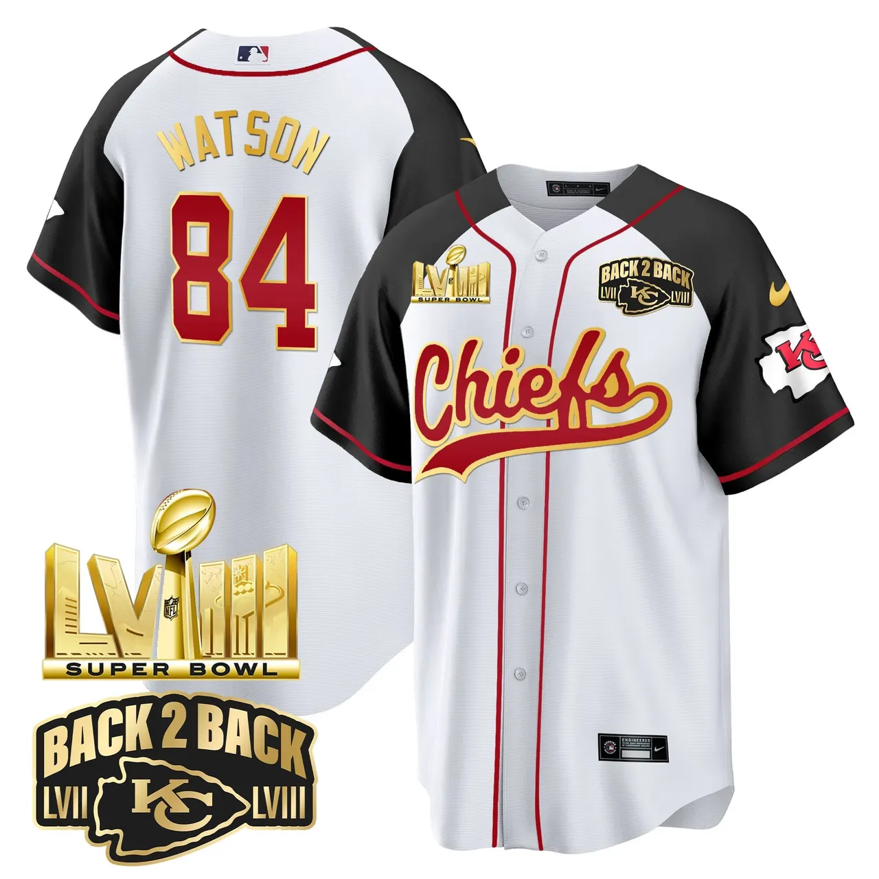 Kansas City Chiefs Nike Super Bowl LVIII Back 2 Back Gold Patch Stitched Jersey - Red - Image 33