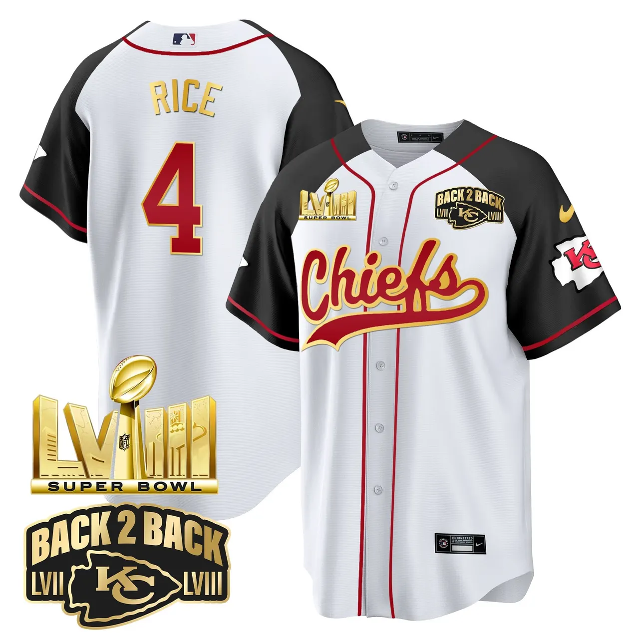 Kansas City Chiefs Nike Super Bowl LVIII Back 2 Back Gold Patch Stitched Jersey - Red - Image 35