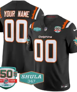 Miami Dolphins Nike 50th & Don Shula 347 Memorial Patch Vapor Custom Limited Stitched Jersey - Aqua - Image 3
