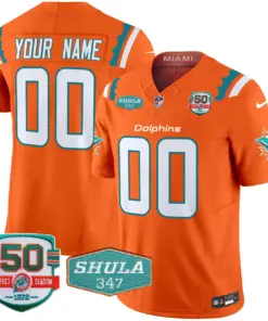 Miami Dolphins Nike 50th & Don Shula 347 Memorial Patch Vapor Custom Limited Stitched Jersey - Aqua - Image 4