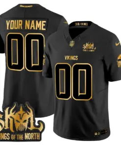 Alternative view of Minnesota Vikings Nike 2024 Winter Warrior Skol Patch Gold Vapor Custom Limited Stitched Jersey - White