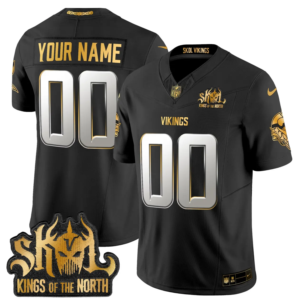 Minnesota Vikings Nike 2024 Winter Warrior Skol Patch Gold Vapor Custom Limited Stitched Jersey - White - Image 3