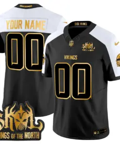Minnesota Vikings Nike 2024 Winter Warrior Skol Patch Gold Vapor Custom Limited Stitched Jersey - White - Image 4