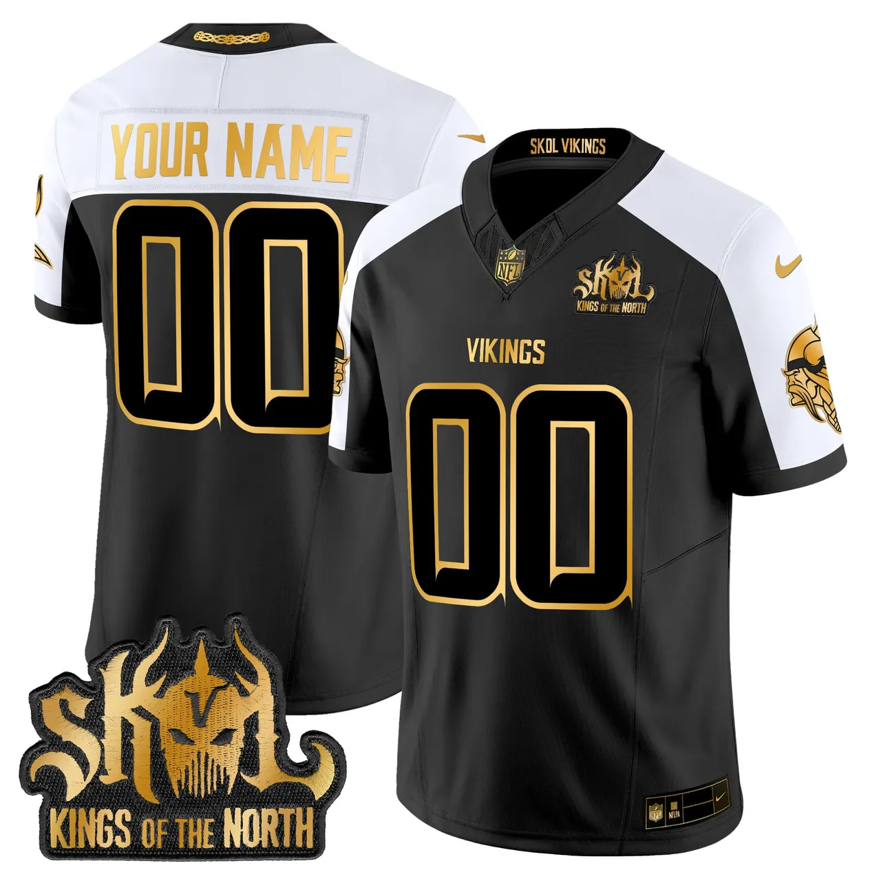 Minnesota Vikings Nike 2024 Winter Warrior Skol Patch Gold Vapor Custom Limited Stitched Jersey - White - Image 4