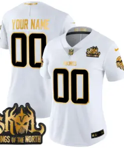 Minnesota Vikings Nike 2024 Winter Warrior Skol Patch Gold Vapor Custom Limited Stitched Jersey - White - Image 5