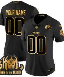 Minnesota Vikings Nike 2024 Winter Warrior Skol Patch Gold Vapor Custom Limited Stitched Jersey - White - Image 6