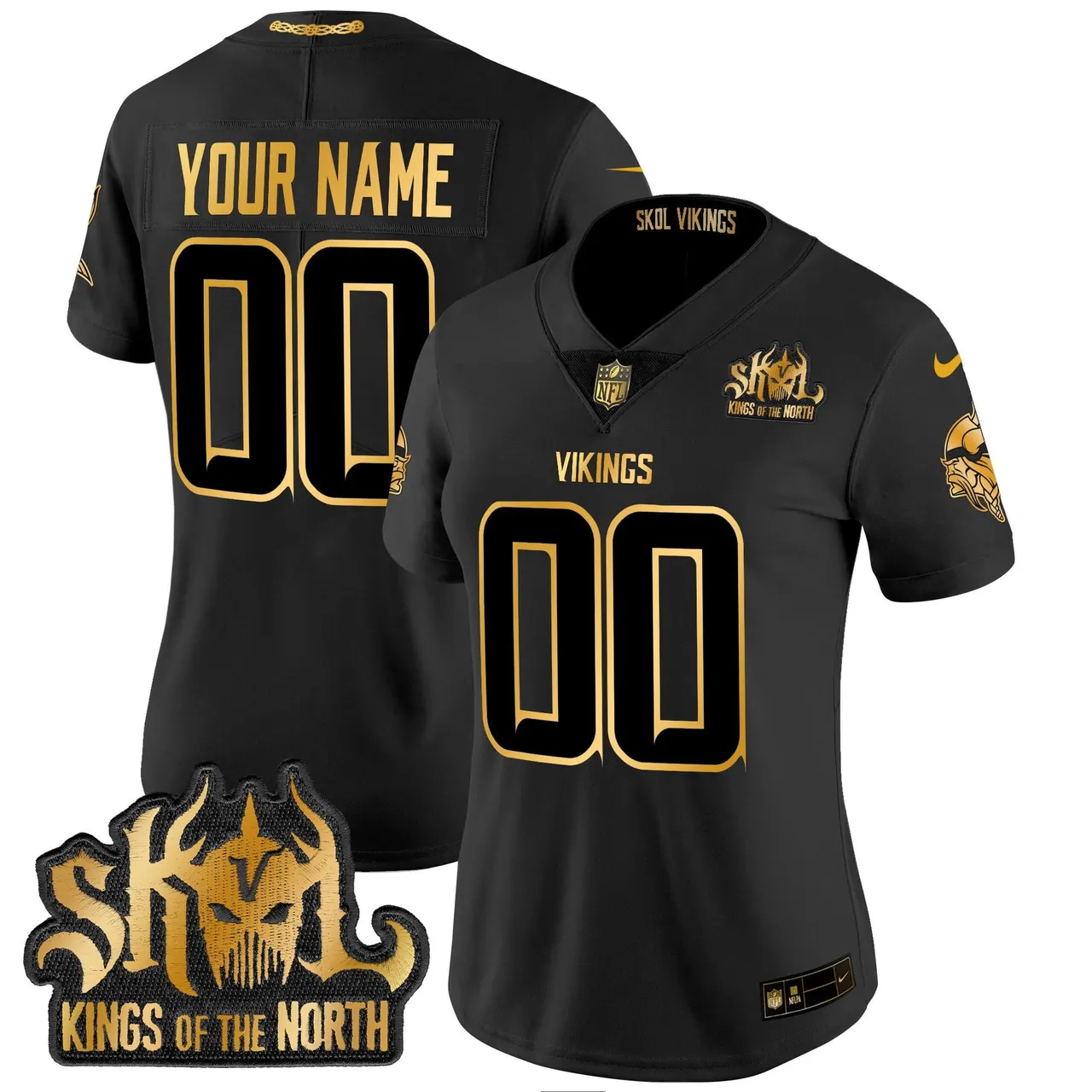 Minnesota Vikings Nike 2024 Winter Warrior Skol Patch Gold Vapor Custom Limited Stitched Jersey - White - Image 6
