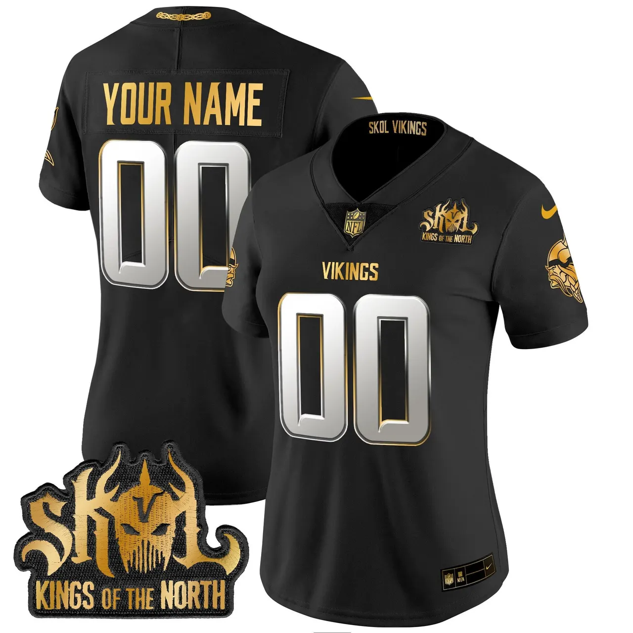 Minnesota Vikings Nike 2024 Winter Warrior Skol Patch Gold Vapor Custom Limited Stitched Jersey - White - Image 7