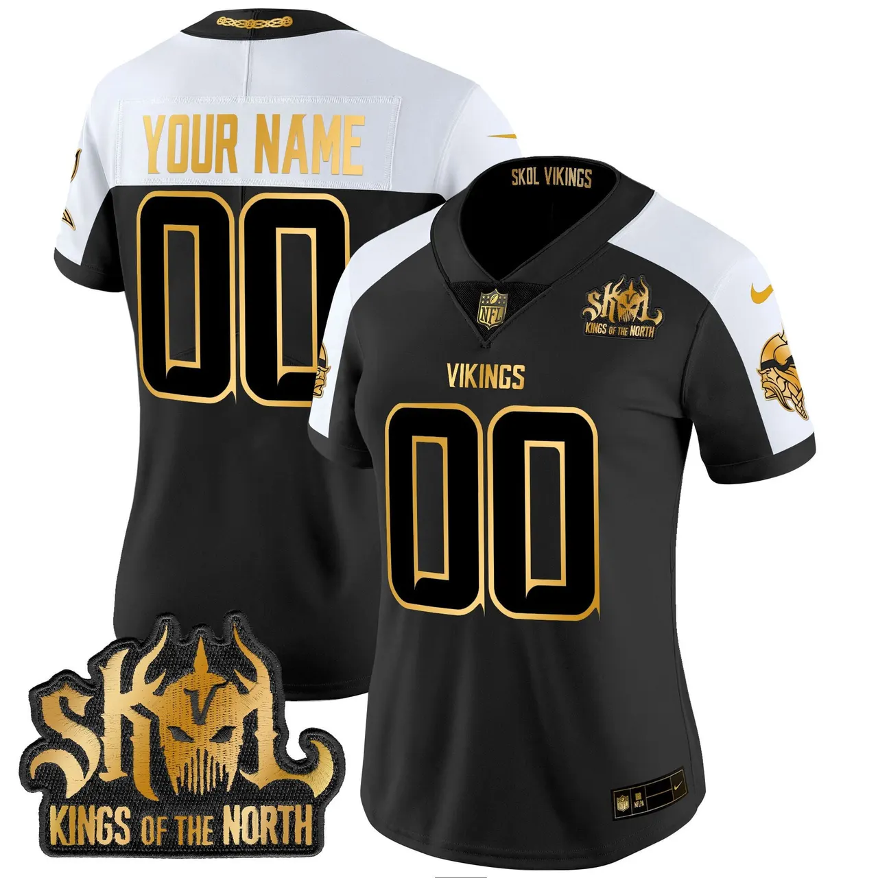 Minnesota Vikings Nike 2024 Winter Warrior Skol Patch Gold Vapor Custom Limited Stitched Jersey - White - Image 8