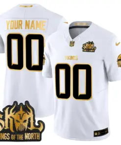 Minnesota Vikings Nike 2024 Winter Warrior Skol Patch Gold Vapor Custom Limited Stitched Jersey - White