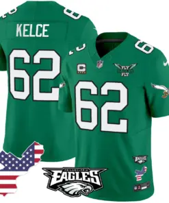 Jason Kelce Philadelphia Eagles Nike Fly Patch Fly Stitched Jersey - Kelly Green