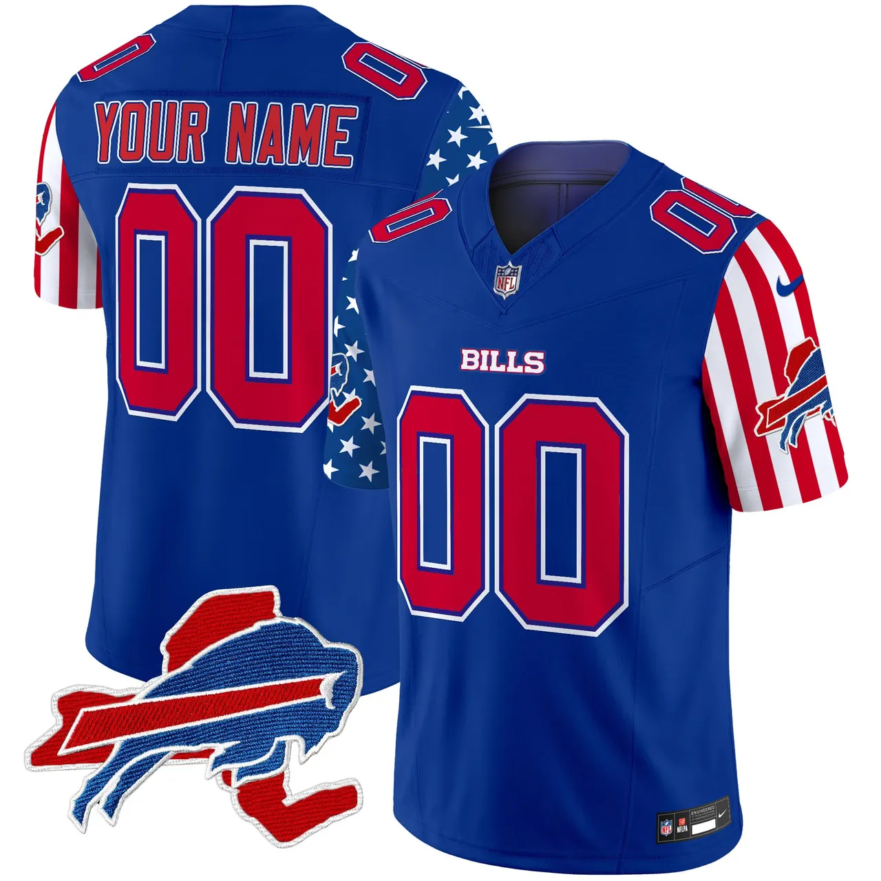 American Style Buffalo Bills Nike Vapor Custom Limited Stitched Jersey - White - Image 3