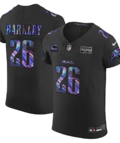 Saquon Barkley Philadelphia Eagles Nike Crucial Catch Patch Stitched Jersey - Black