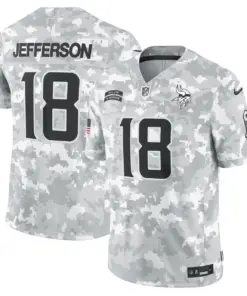 Justin Jefferson Minnesota Vikings Nike 2024 Salute to Service Vapor Limited Stitched Jersey - Arctic Camo All Stitched - Grey