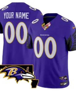Alternative view of Baltimore Ravens Nike Maryland Patch Vapor Custom Limited Stitched Jersey - Purple