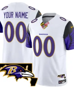 Baltimore Ravens Nike Maryland Patch Vapor Custom Limited Stitched Jersey - Purple - Image 4