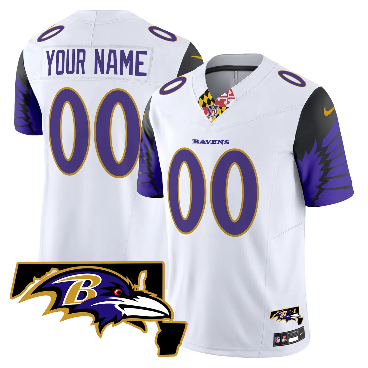 Baltimore Ravens Nike Maryland Patch Vapor Custom Limited Stitched Jersey - Purple - Image 4